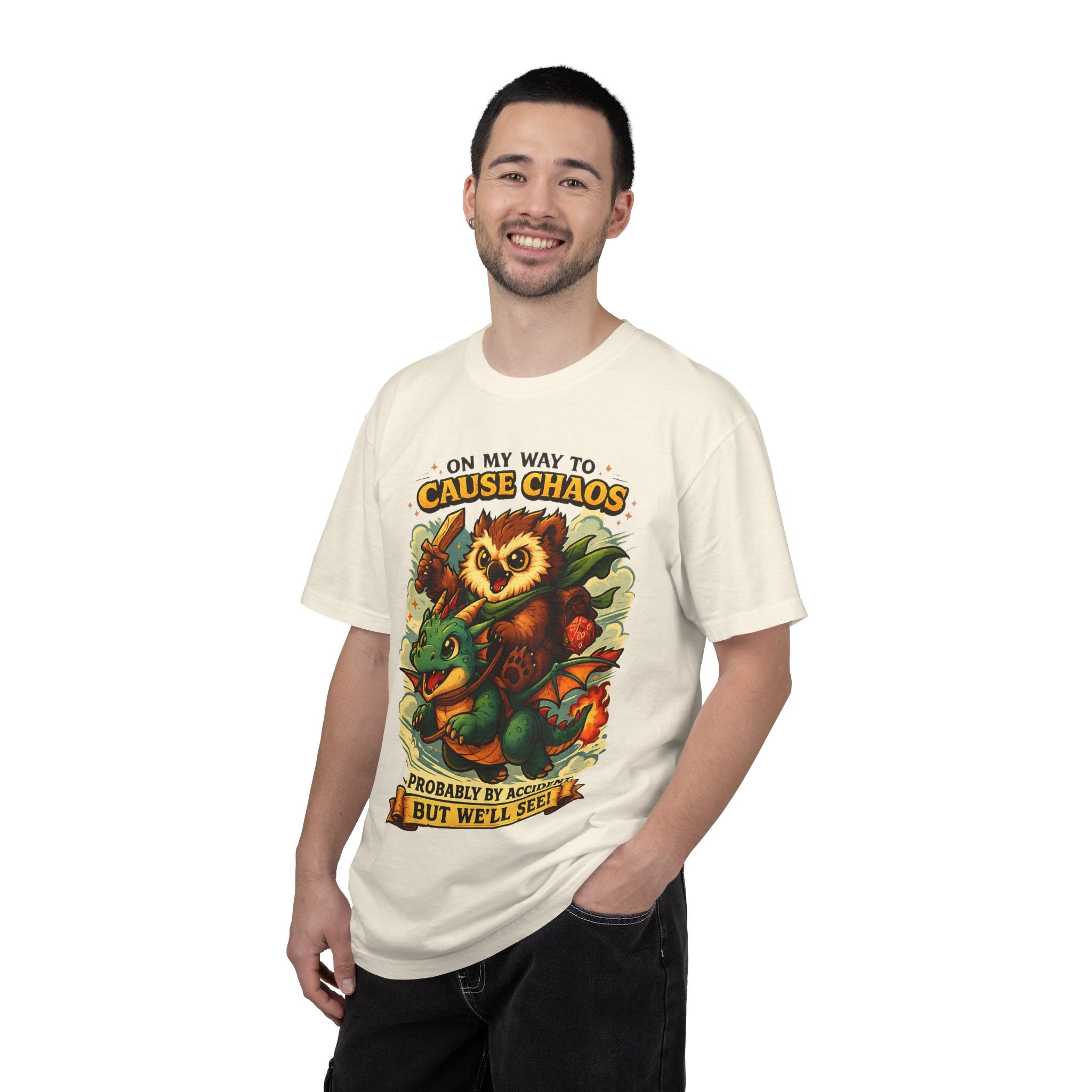 Cause Chaos Owl T-Shirt — 'On My Way to Cause Chaos' Cute Owl & Dragon Tee