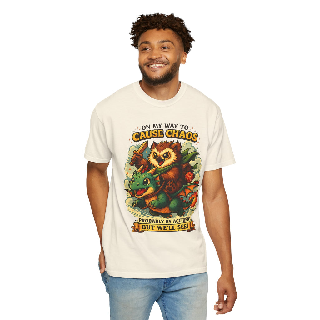 Cause Chaos Owl T-Shirt — 'On My Way to Cause Chaos' Cute Owl & Dragon Tee